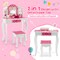 Kids Vanity Table and Stool Set with Cute Polka Dot Print-Pink